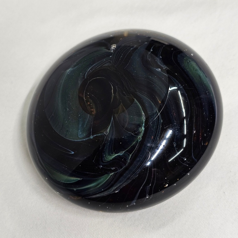 Zoo Miami Paperweight Glass Black Swirl Art Animal Souvenir‎ Desk Decor 3 Inch - Picture 10 of 10